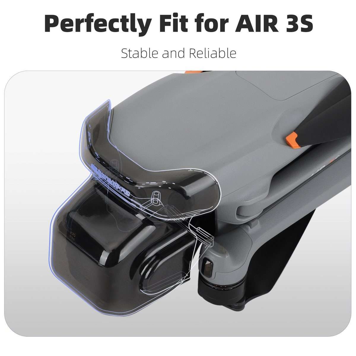For DJI Air 3S Sunnylife Integrated Gimbal Cover Transparent Lens Cap Vision System Pro ... (Grey)