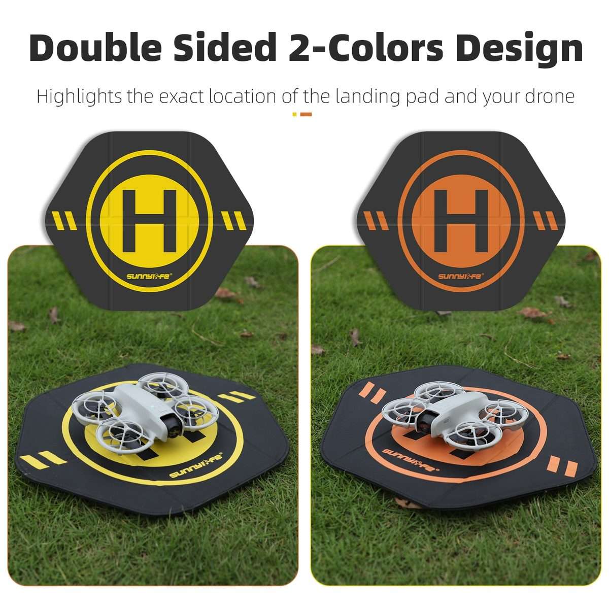 Sunnylife Drone Landing Pad 35cm Fast-Fold Double-Sided Leather Waterproof Hel ... (Yellow+Orange)