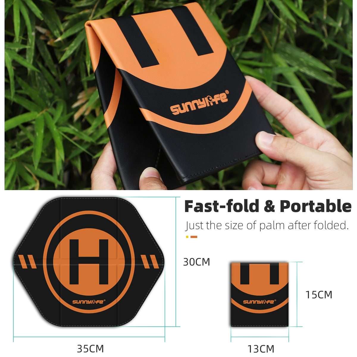 Sunnylife Drone Landing Pad 35cm Fast-Fold Double-Sided Leather Waterproof Hel ... (Yellow+Orange)