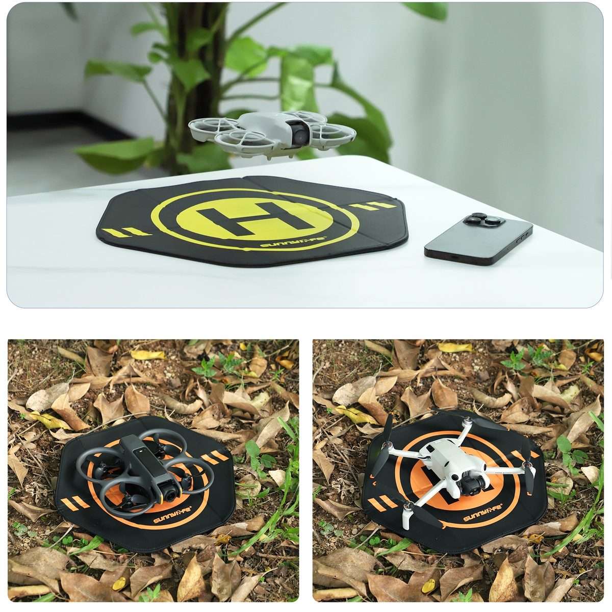 Sunnylife Drone Landing Pad 35cm Fast-Fold Double-Sided Leather Waterproof Hel ... (Yellow+Orange)