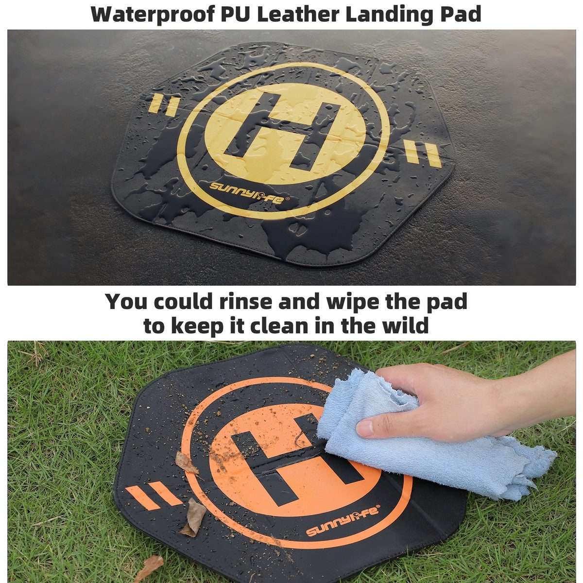 Sunnylife Drone Landing Pad 35cm Fast-Fold Double-Sided Leather Waterproof Hel ... (Yellow+Orange)