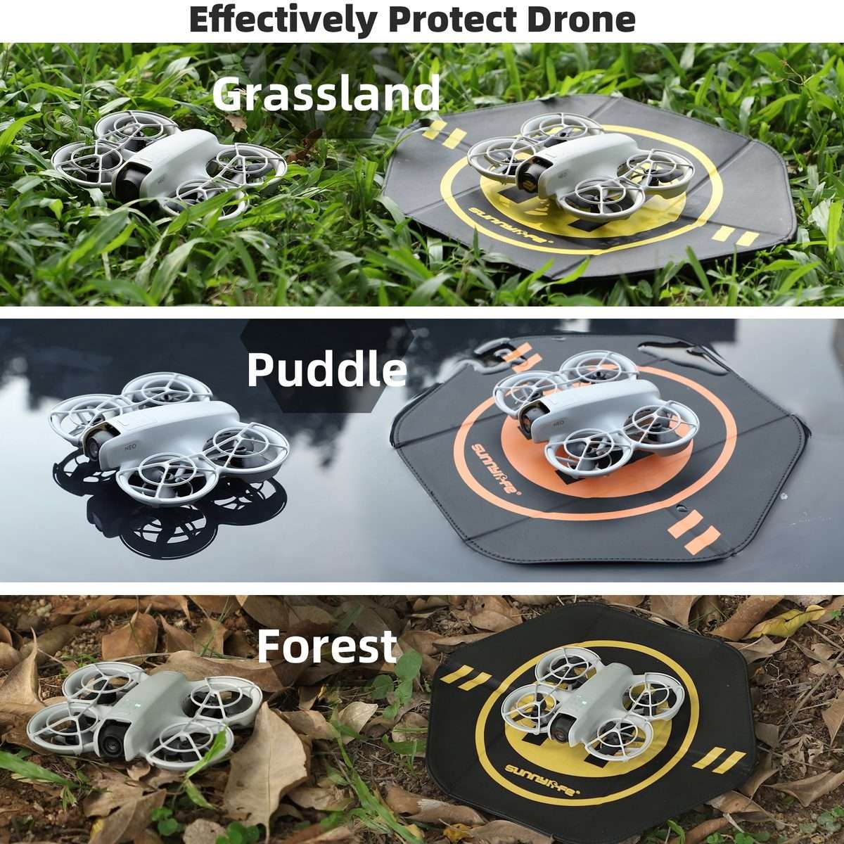 Sunnylife Drone Landing Pad 35cm Fast-Fold Double-Sided Leather Waterproof Hel ... (Yellow+Orange)