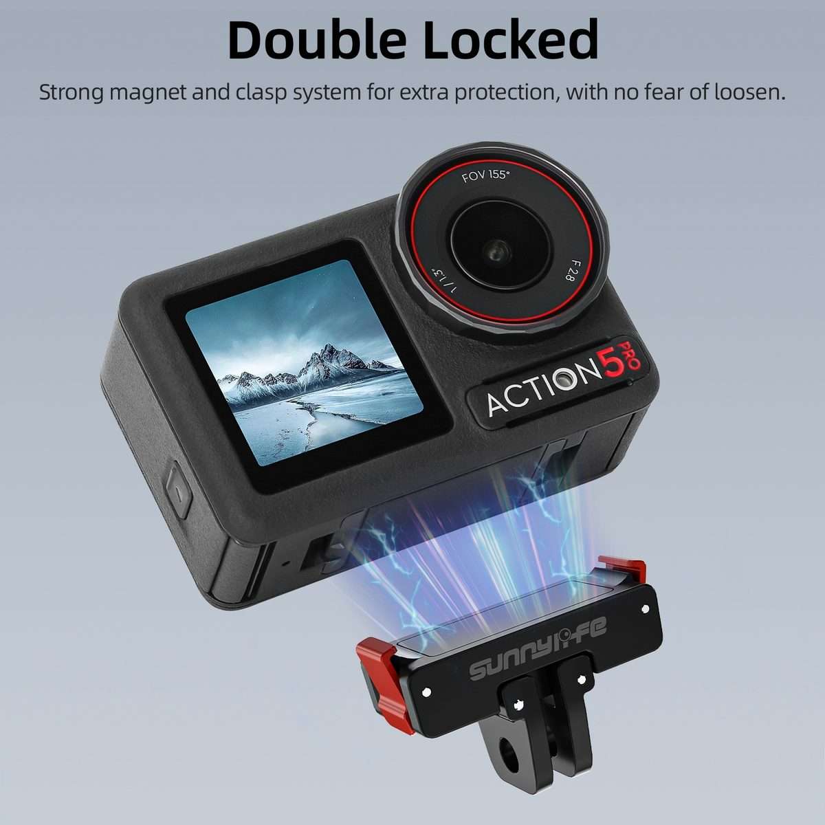 For DJI Osmo 360 / Action 5 Pro / 4 / 3 Sunnylife Foldable Magnetic Quick Release Moun ... (Black)