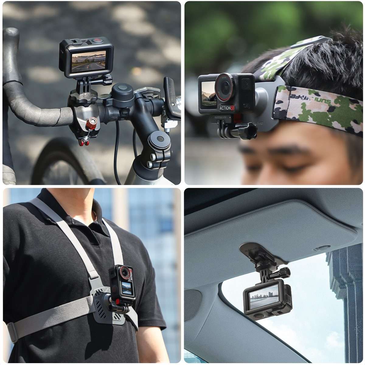 For DJI Osmo 360 / Action 5 Pro / 4 / 3 Sunnylife Foldable Magnetic Quick Release Moun ... (Black)