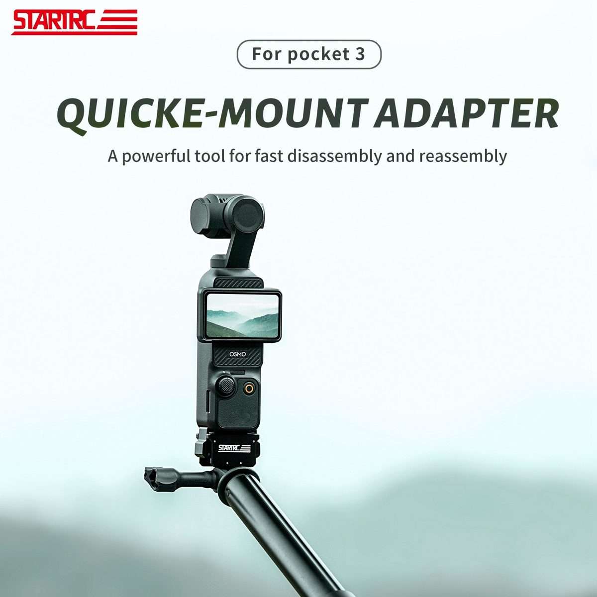 For DJI Pocket 3 STARTRC Quick Mount Adapter Extension Bracket (Black)