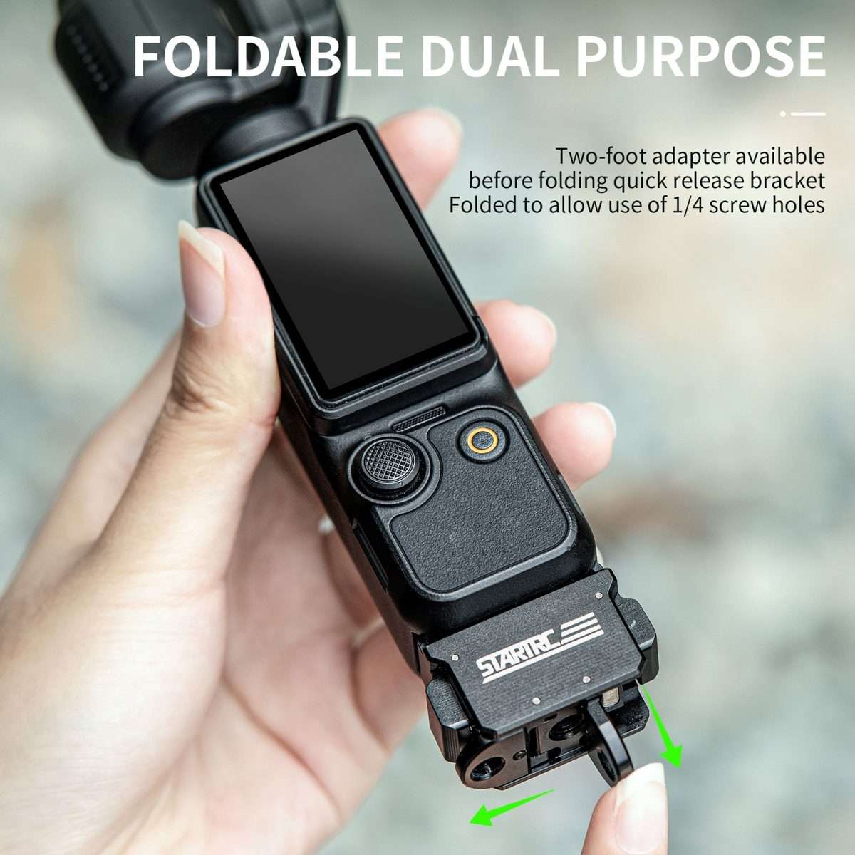 For DJI Pocket 3 STARTRC Quick Mount Adapter Extension Bracket (Black)