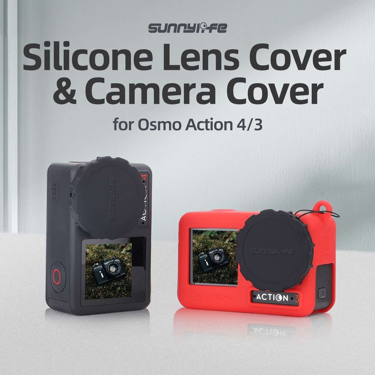 For DJI Osmo Action 5 Pro / 4 / 3 Sunnylife 2pcs Silicone Lens Cap (Black)