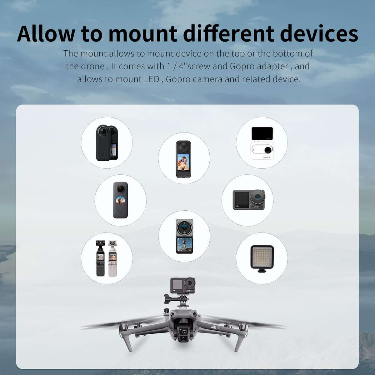 For DJI Air 3 STARTRC Night Navigation Light Speaker Expansion Mount (Grey)