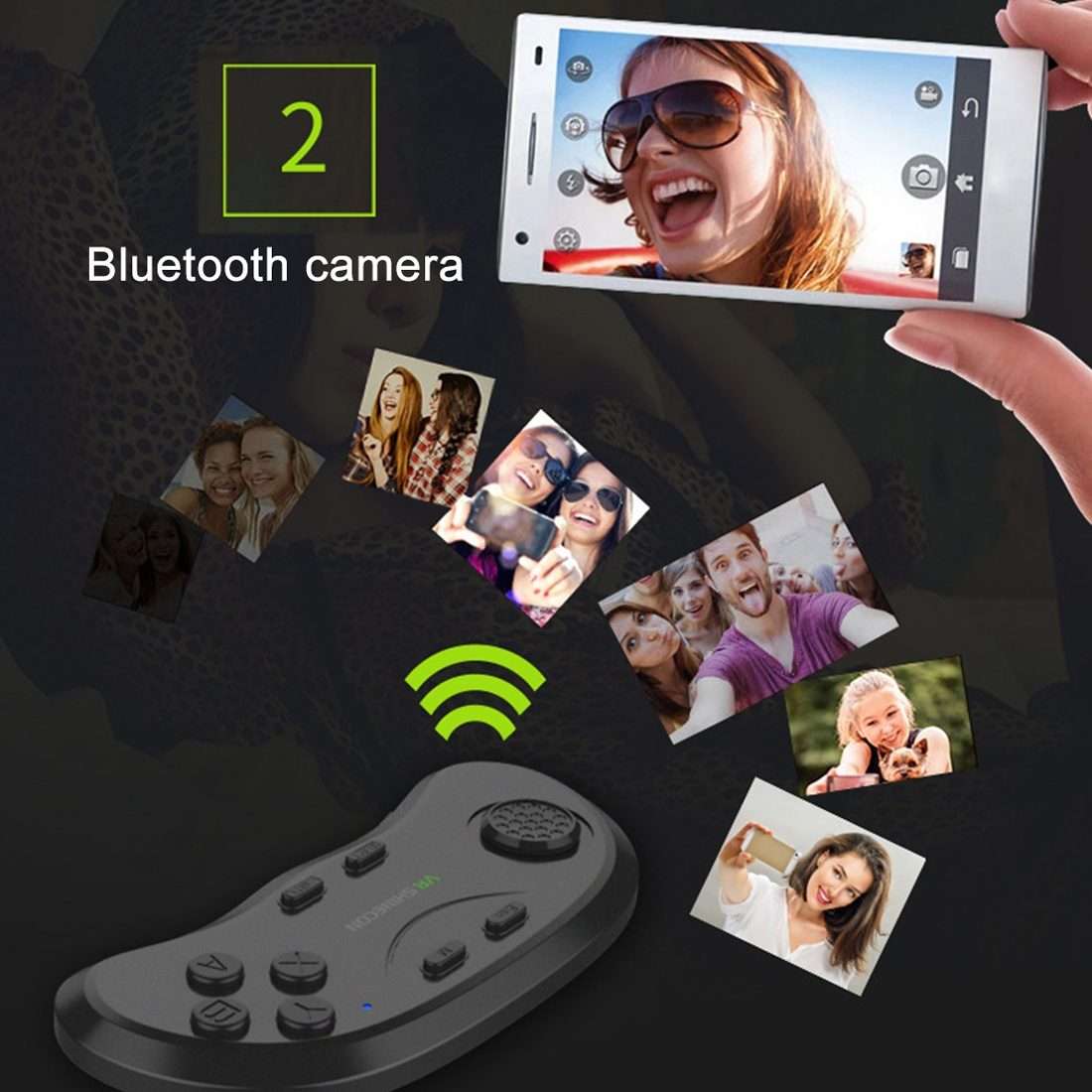 VR Shinecon 3D Movie Games Virtual Reality Glasses Bluetooth Remote Controller Gamepad(Black)