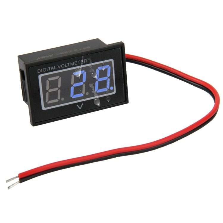 V40D 2 Wires Blue Light Display Mini Waterproof IPX4 Digital Voltage Meter, Measure Voltage: DC 2.
