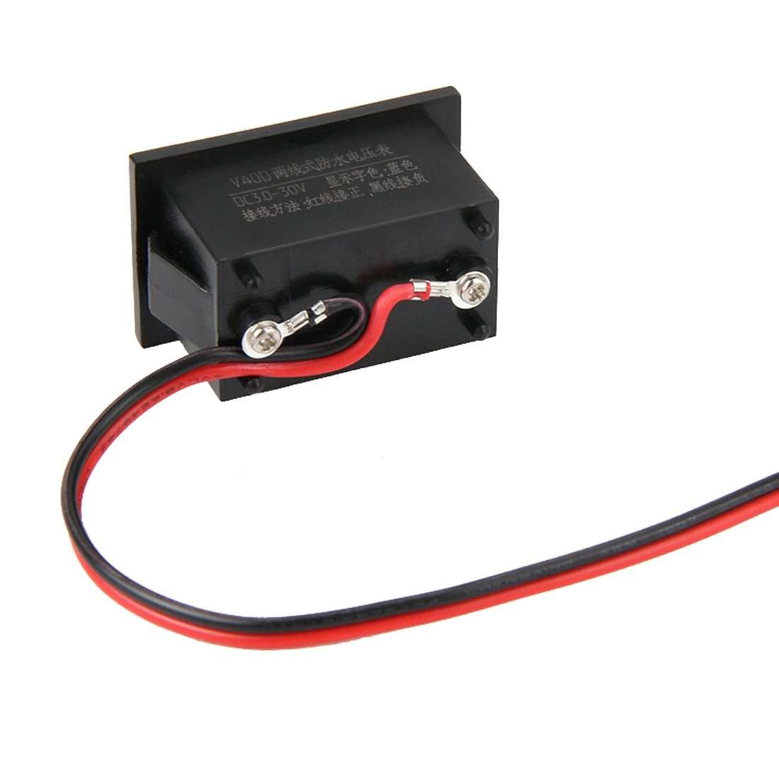 V40D 2 Wires Blue Light Display Mini Waterproof IPX4 Digital Voltage Meter, Measure Voltage: DC 2.