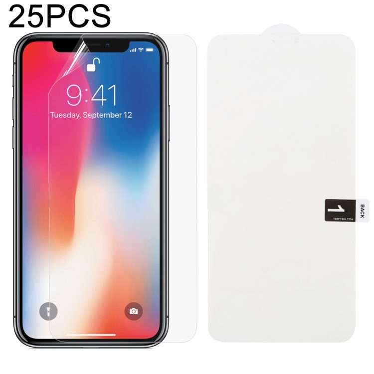 25 PCS Soft Hydrogel Film Full Cover Front Protector with Alcohol Cotton + Scratch Card for iPhone