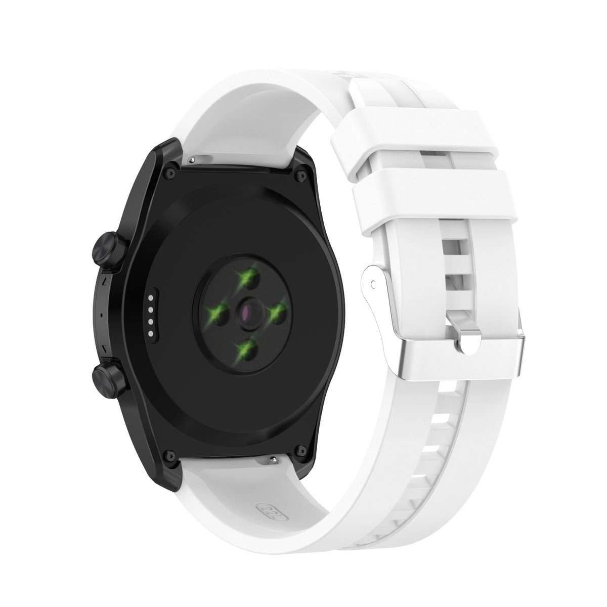 For TicWatch Pro 3 Silicone Watch Band with Silver Steel Buckle(White)