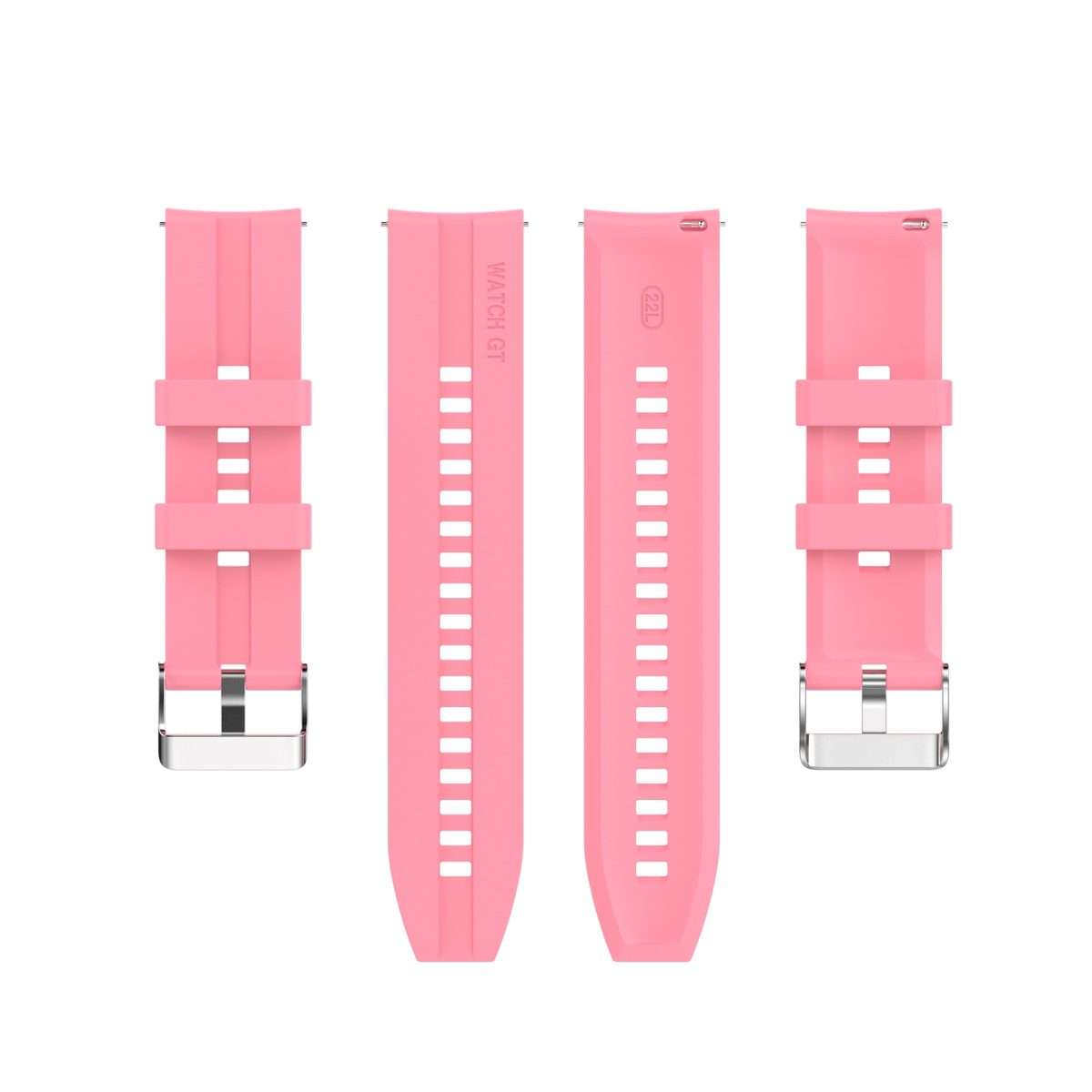 For TicWatch Pro 3 Silicone Watch Band with Silver Steel Buckle(Pink)