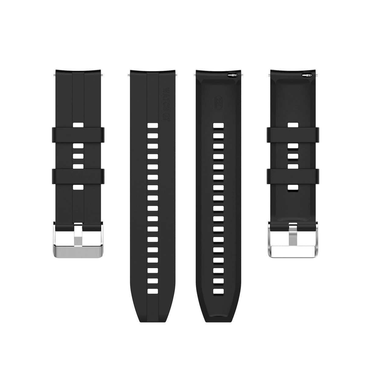 For TicWatch Pro 3 Silicone Watch Band with Silver Steel Buckle(Black)