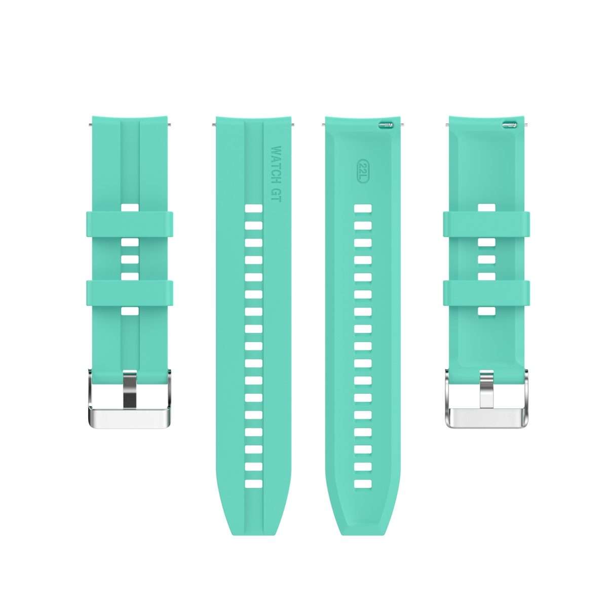 For TicWatch Pro 3 Silicone Watch Band with Silver Steel Buckle(Aurora Blue)