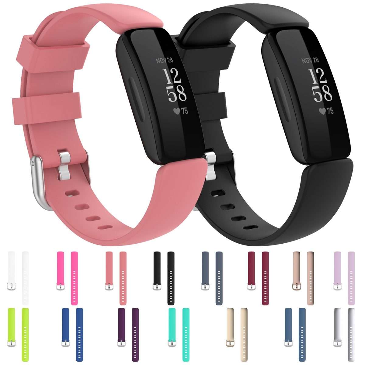 For Fitbit Inspire 2 TPE Watch Band, Size:L(Silver)