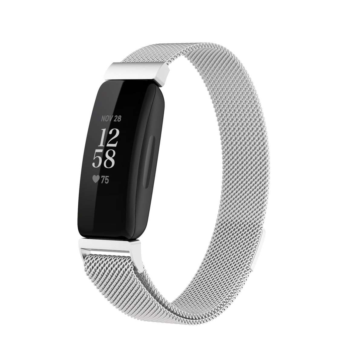 For Fitbit Inspire 2 Milanese Watch Band, Size:S(Silver)