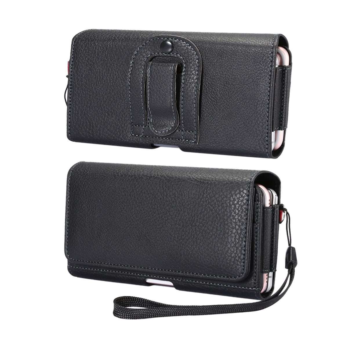 Litchi Texture Vertical Flip Thwartwise PU Leather Case / Waist Bag with Back Splint & Card Slots