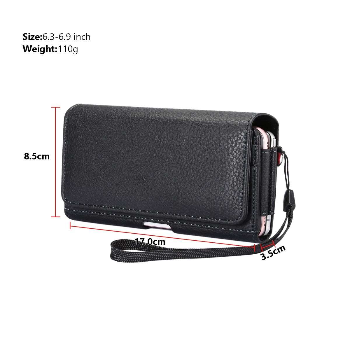 Litchi Texture Vertical Flip Thwartwise PU Leather Case / Waist Bag with Back Splint & Card Slots