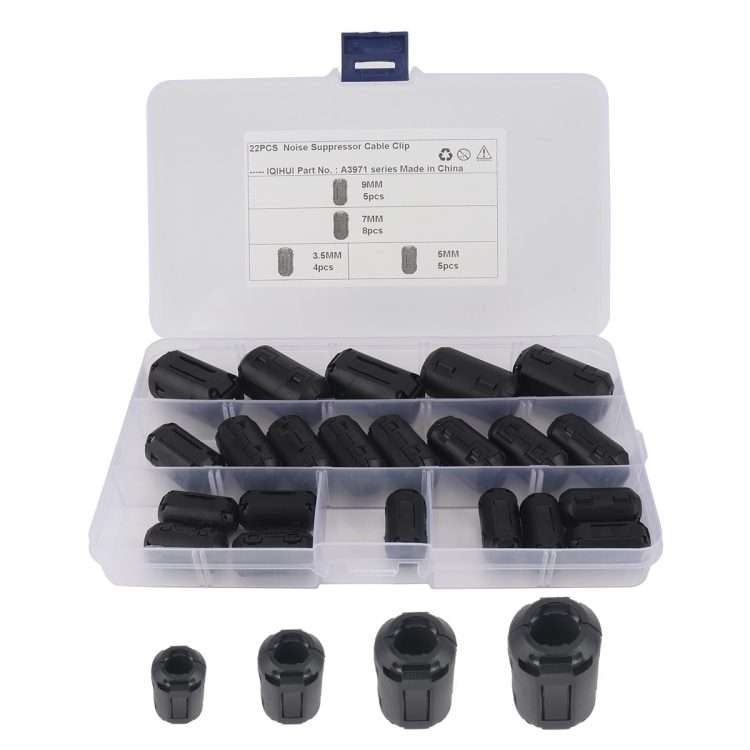 22 PCS / Pack 3.5mm/5mm/7mm/9mm Anti-interference Degaussing Ring Ferrite Ring Cable Clip Core Noi