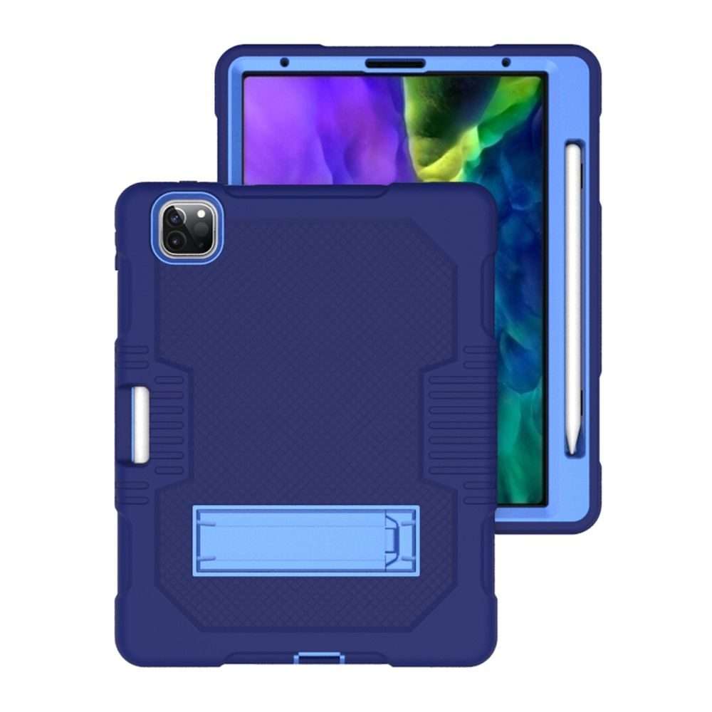 For iPad Pro 12.9 inch (2018/2020) Contrast Color Robot Shockproof Silicone + PC P ... (Navy Blue)