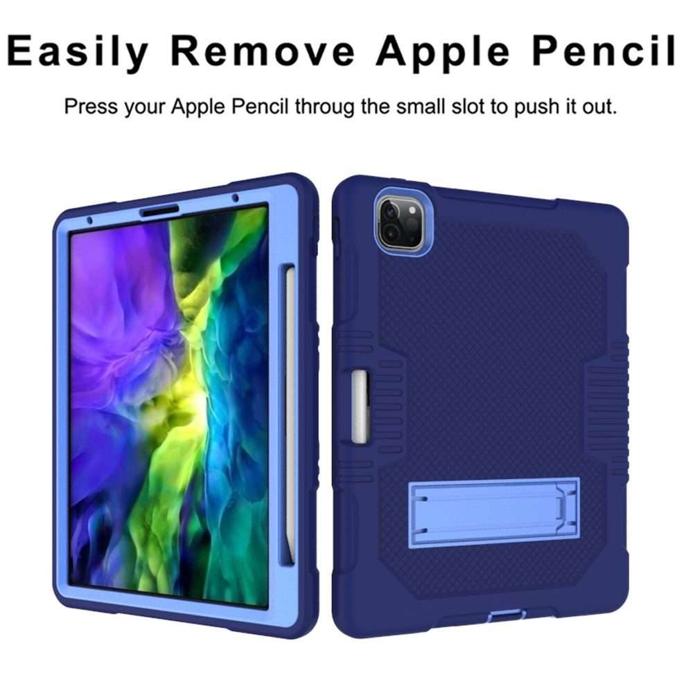 For iPad Pro 12.9 inch (2018/2020) Contrast Color Robot Shockproof Silicone + PC P ... (Navy Blue)