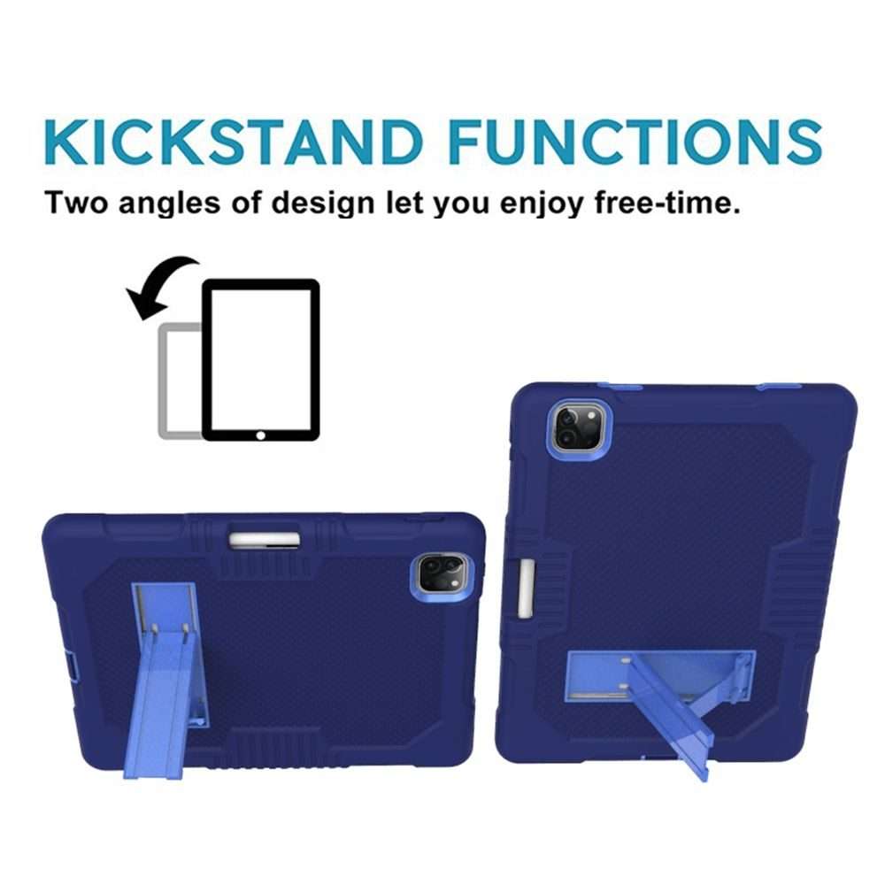 For iPad Pro 12.9 inch (2018/2020) Contrast Color Robot Shockproof Silicone + PC P ... (Navy Blue)