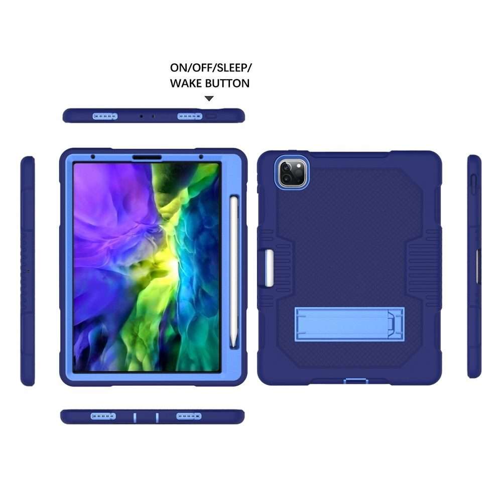 For iPad Pro 12.9 inch (2018/2020) Contrast Color Robot Shockproof Silicone + PC P ... (Navy Blue)