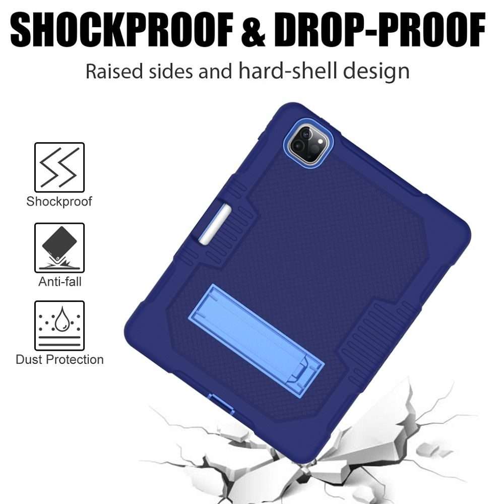 For iPad Pro 12.9 inch (2018/2020) Contrast Color Robot Shockproof Silicone + PC P ... (Navy Blue)