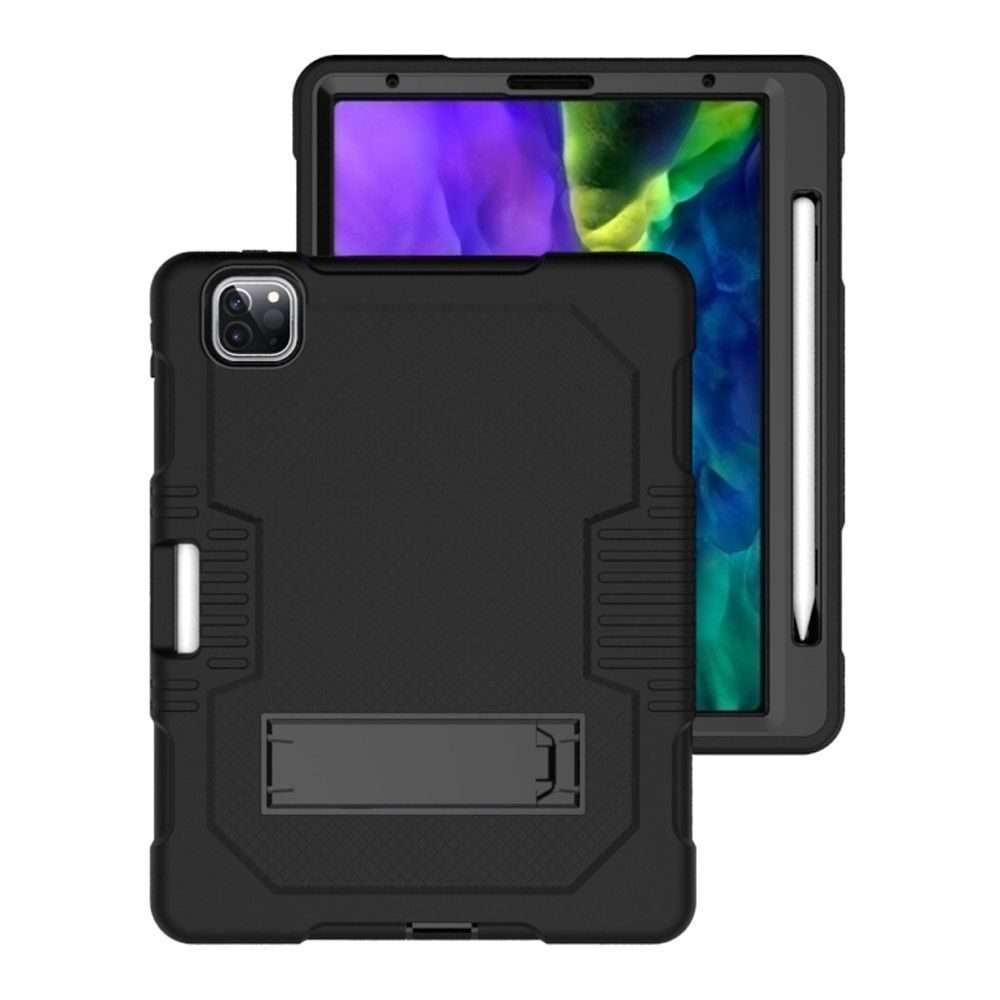 For iPad Pro 12.9 inch (2018/2020) Contrast Color Robot Shockproof Silicone + PC Prote ... (Black)