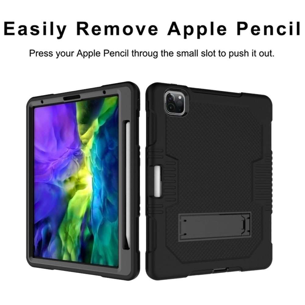 For iPad Pro 12.9 inch (2018/2020) Contrast Color Robot Shockproof Silicone + PC Prote ... (Black)