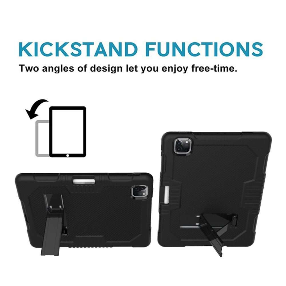 For iPad Pro 12.9 inch (2018/2020) Contrast Color Robot Shockproof Silicone + PC Prote ... (Black)