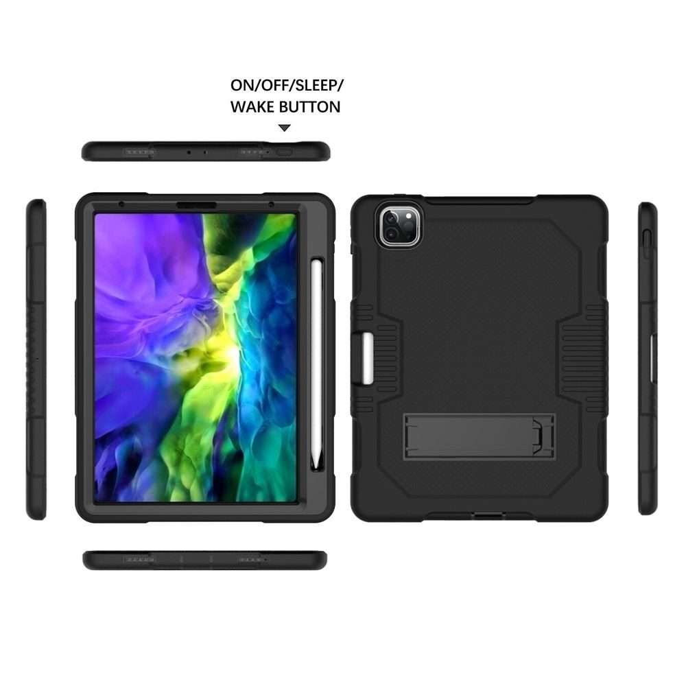 For iPad Pro 12.9 inch (2018/2020) Contrast Color Robot Shockproof Silicone + PC Prote ... (Black)