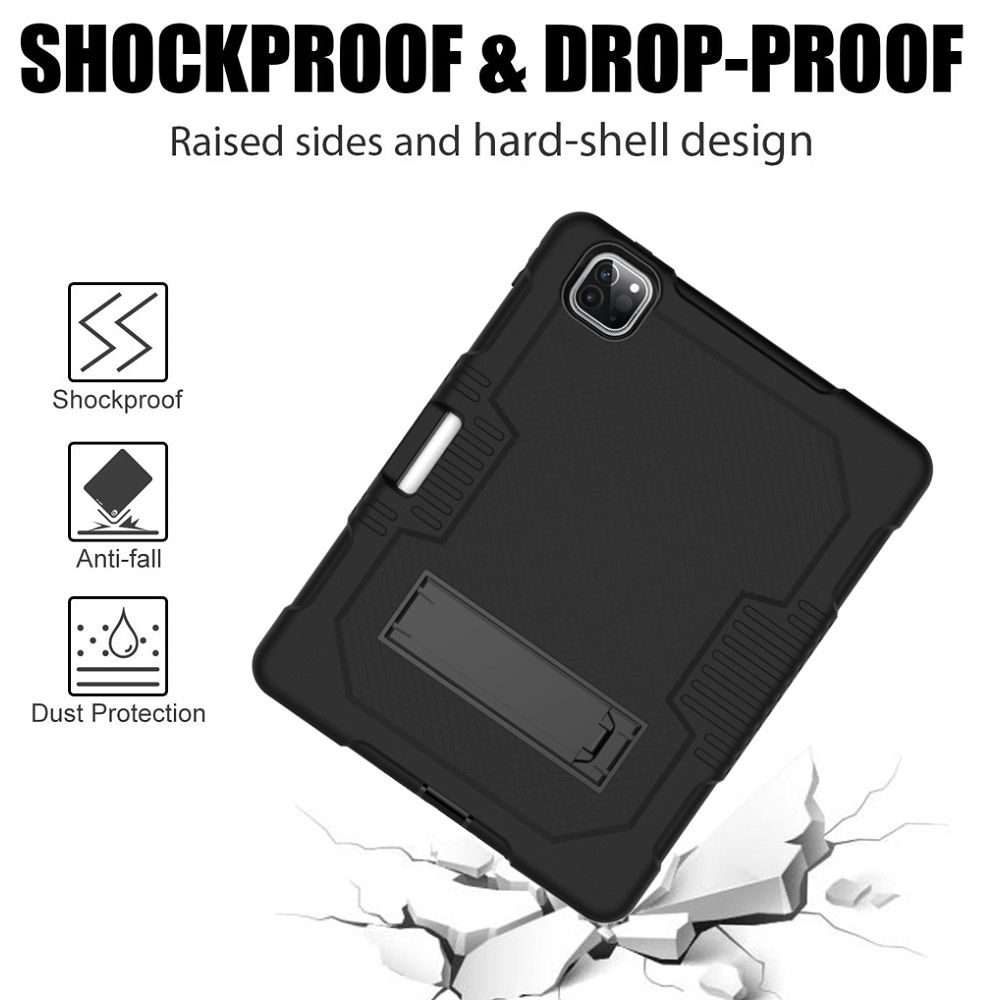 For iPad Pro 12.9 inch (2018/2020) Contrast Color Robot Shockproof Silicone + PC Prote ... (Black)
