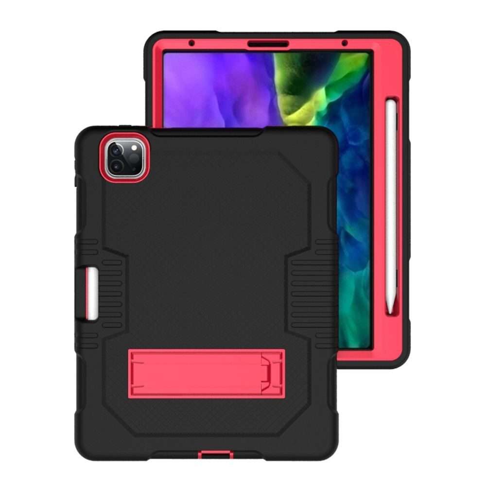 For iPad Pro 12.9 inch (2018/2020) Contrast Color Robot Shockproof Silicone + PC P ... (Black Red)