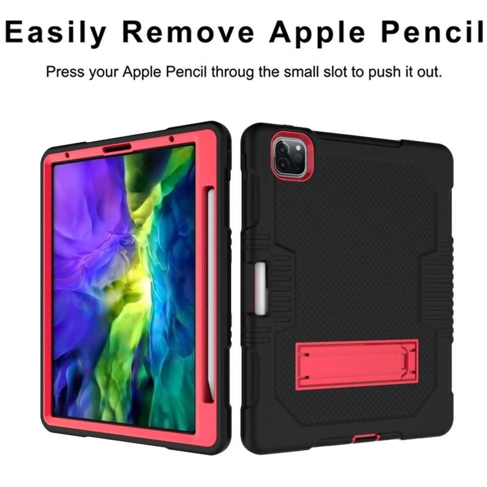 For iPad Pro 12.9 inch (2018/2020) Contrast Color Robot Shockproof Silicone + PC P ... (Black Red)