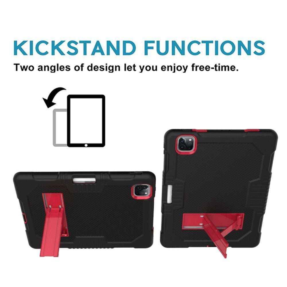 For iPad Pro 12.9 inch (2018/2020) Contrast Color Robot Shockproof Silicone + PC P ... (Black Red)