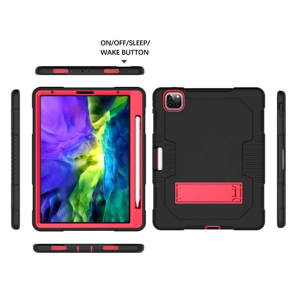 For iPad Pro 12.9 inch (2018/2020) Contrast Color Robot Shockproof Silicone + PC P ... (Black Red)