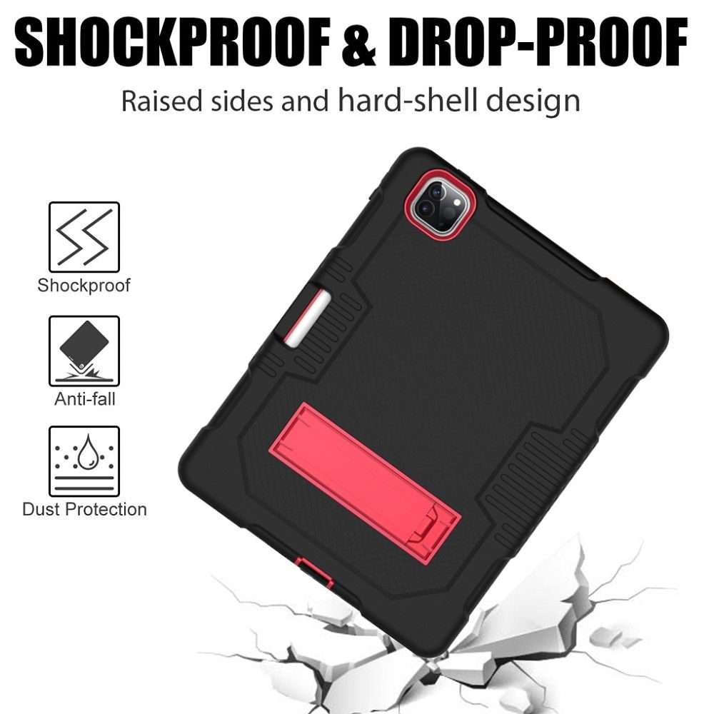 For iPad Pro 12.9 inch (2018/2020) Contrast Color Robot Shockproof Silicone + PC P ... (Black Red)