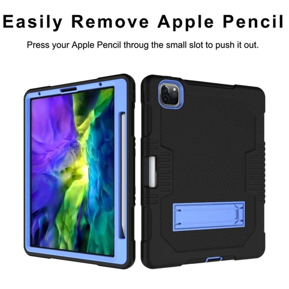 For iPad Pro 12.9 inch (2018/2020) Contrast Color Robot Shockproof Silicone + PC ... (Black Blue)
