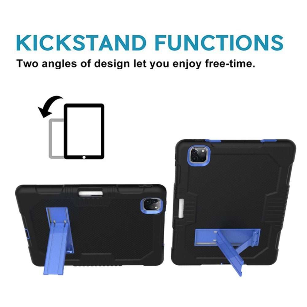 For iPad Pro 12.9 inch (2018/2020) Contrast Color Robot Shockproof Silicone + PC ... (Black Blue)