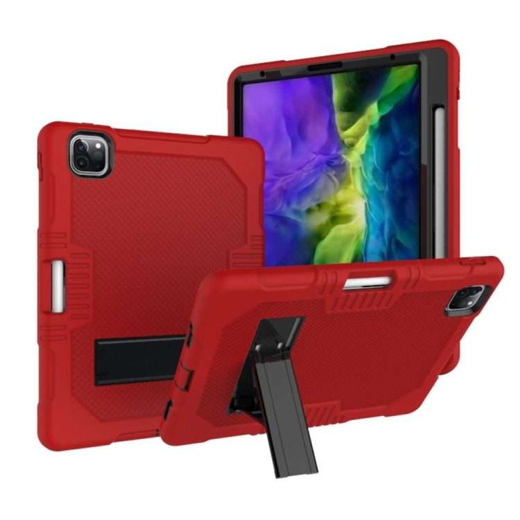 For iPad Pro 12.9 inch (2018/2020) Contrast Color Robot Shockproof Silicone + PC P ... (Red Black)