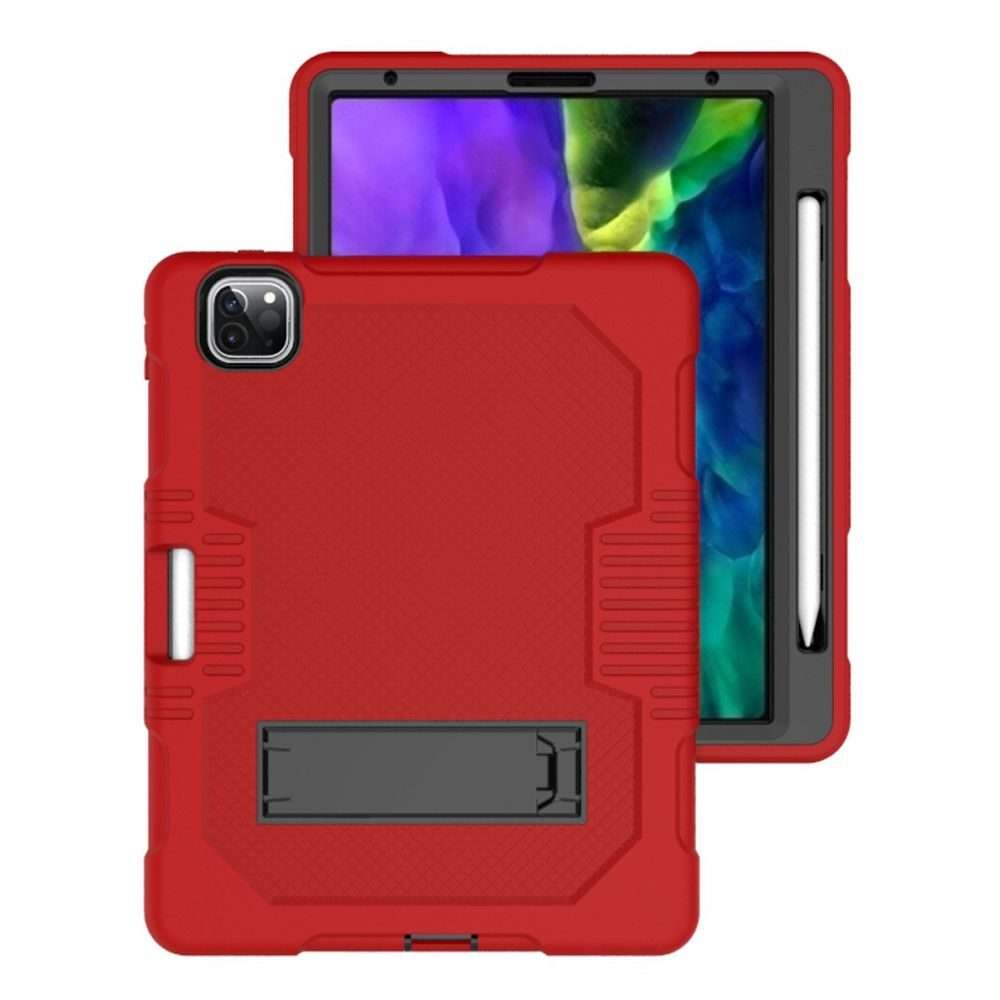 For iPad Pro 12.9 inch (2018/2020) Contrast Color Robot Shockproof Silicone + PC P ... (Red Black)