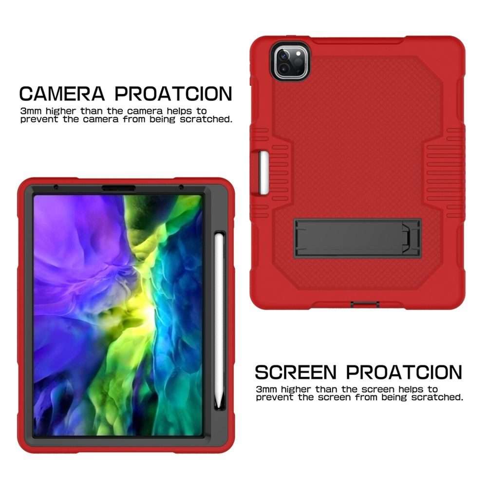 For iPad Pro 12.9 inch (2018/2020) Contrast Color Robot Shockproof Silicone + PC P ... (Red Black)