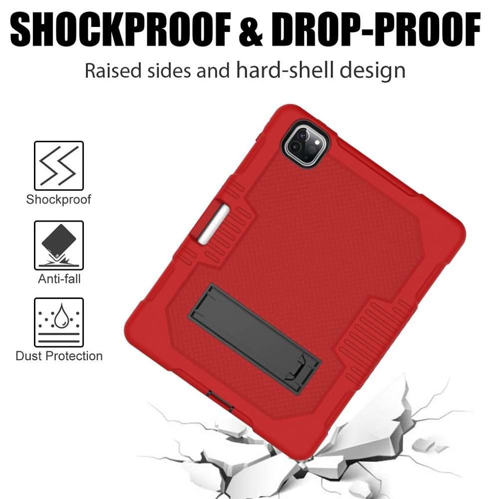 For iPad Pro 12.9 inch (2018/2020) Contrast Color Robot Shockproof Silicone + PC P ... (Red Black)