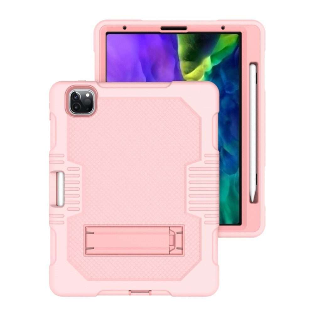 For iPad Pro 12.9 inch (2018/2020) Contrast Color Robot Shockproof Silicone + PC P ... (Rose Gold)