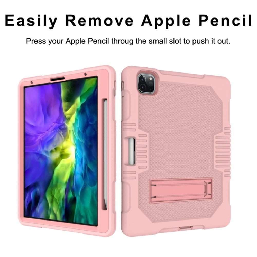 For iPad Pro 12.9 inch (2018/2020) Contrast Color Robot Shockproof Silicone + PC P ... (Rose Gold)