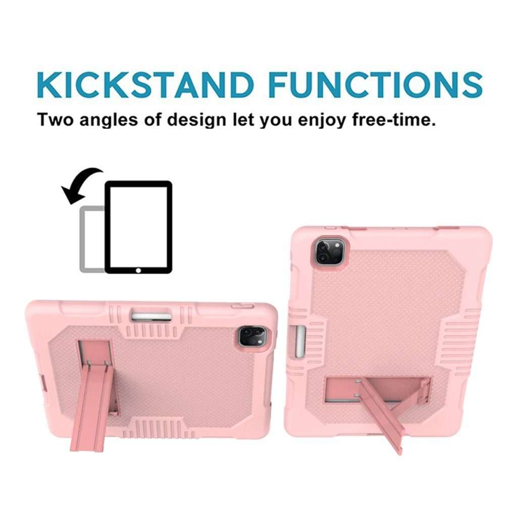 For iPad Pro 12.9 inch (2018/2020) Contrast Color Robot Shockproof Silicone + PC P ... (Rose Gold)