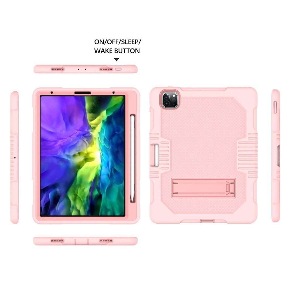 For iPad Pro 12.9 inch (2018/2020) Contrast Color Robot Shockproof Silicone + PC P ... (Rose Gold)